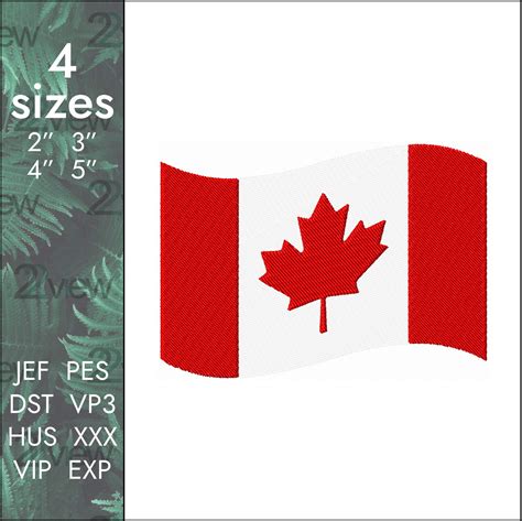 Canadian Flag Embroidery Design Canada Waving Flag 4 Sizes Inspire Uplift