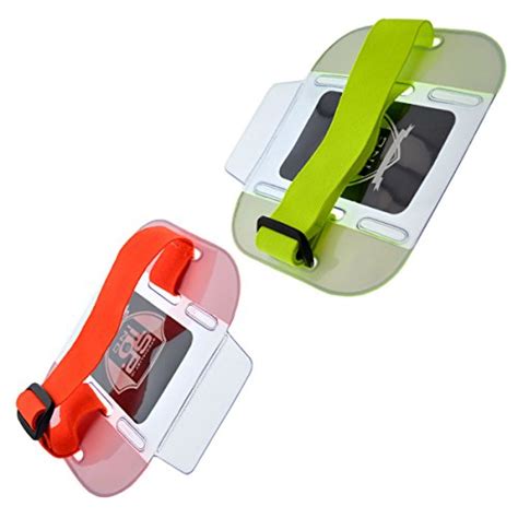 2 Pack High Visibility Bright Neon Armband Id Card Badge Holders Secure Top Loading With