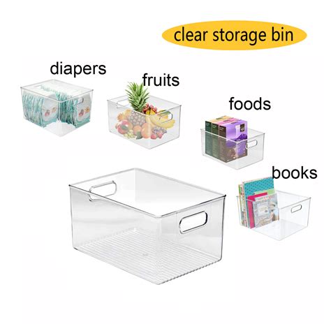 Plastic Clear Storage Bins Pantry Organizer Box Bin Containers For