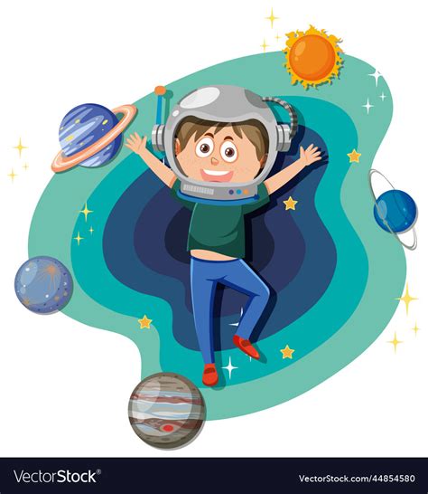 Astronomy kids in cartoon style Royalty Free Vector Image