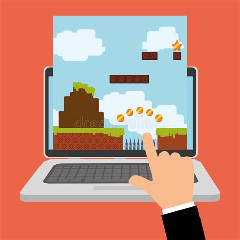 Hand Touch Game Online Laptop Device Stock Vector - Illustration of device, education: 84777753