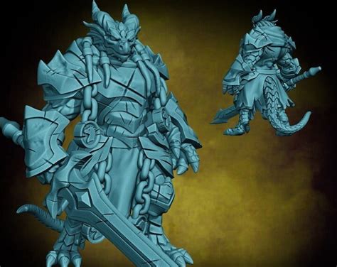 Dragonborn Paladin Velrock 3d Printed Resin Miniature Etsy