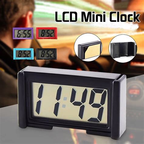 Simple 1pc Mini Lcd Screen Digital Clock Car Dashboard Clocks Desk Time