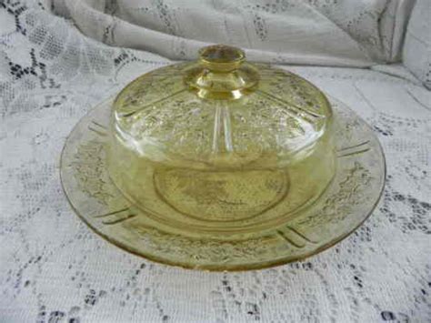 Federal Amber Depression Glass Sharon Cabbage Rose Covered Butter Dish Antique Price Guide