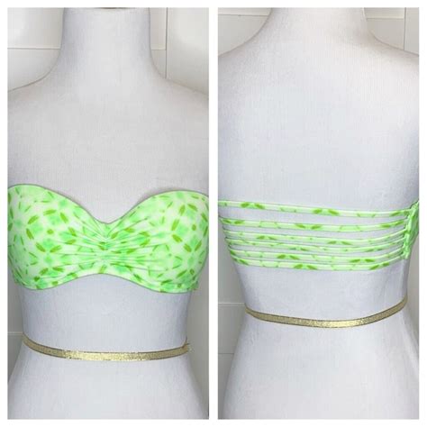 Victoria S Secret Strappy Strapless Bikini Top Lime T Gem