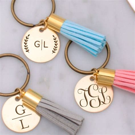 Monogrammed Tassel Keychainpersonalized Monogram Key Etsy