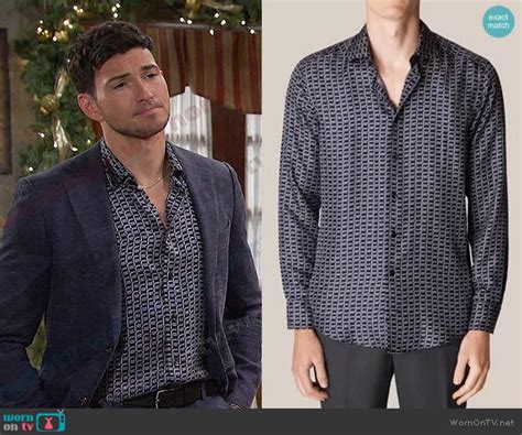 Wornontv Alexs Navy Geometric Print Shirt On Days Of Our Lives