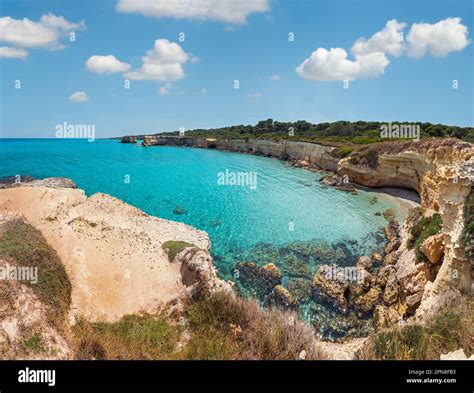 Picturesque Seascape With White Rocky Cliffs Sea Bay Islets And