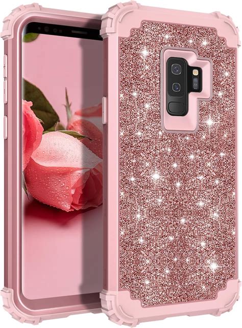 Lontect For Galaxy S9 Plus Case Glitter Sparkly Bling Shockproof Heavy Duty Hybrid