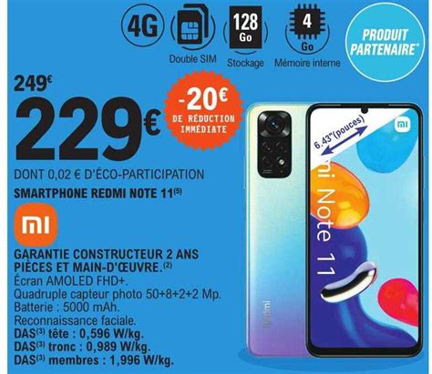 Promo Smartphone Redmi Note 11 Xiaomi Chez E Leclerc ICatalogue Fr