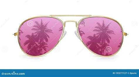 Concepto De Vacaciones Reflejo De La Palmera En Gafas De Sol De