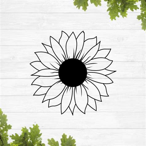 Sonnenblume svg Sonnenblume Vektor Clipart schwarz und weiß Etsy