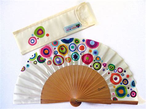 Abanico Pintado A Mano Con Funda A Juego Planeta Painted Fan Hand