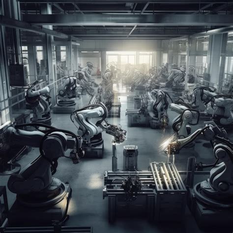 Premium Ai Image Group Of Robots Working Together In A Factory