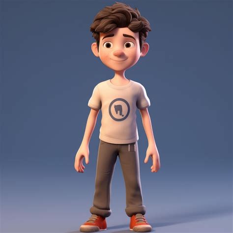 Um Jovem Sorridente E Feliz Modelo De Desenho Animado 3d Ia