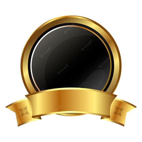 Premium Vector Golden Round Shield With Ribbon