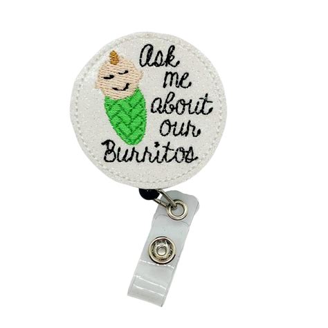 Amazon Ask Me About Our Burritos Badge Reel Retractable Labor