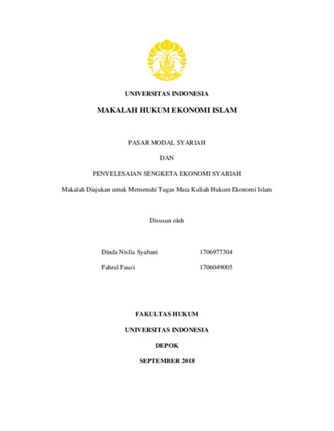 Pdf Makalah Hukum Ekonomi Islam Tentang Pasar Modal Syariah Dan