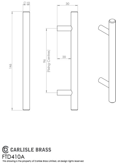 Carlisle Brass Stainless Steel Fingertip Design T Bar Handle Mm Dia