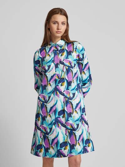 Christian Berg Woman Knielanges Kleid Mit Allover Print Dunkelblau