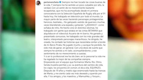 Sergio Peris Mencheta anuncia que padece cáncer Me siento más