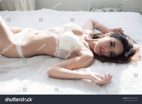 Sexy Beautiful Asian Woman White Lingerie Stock Photo Shutterstock