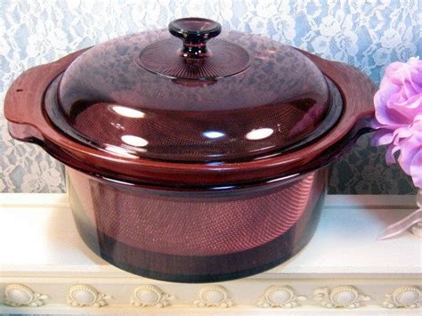 Vintage Corning Ware Pyrex Cranberry Visions Glass Cookware Dutch Oven