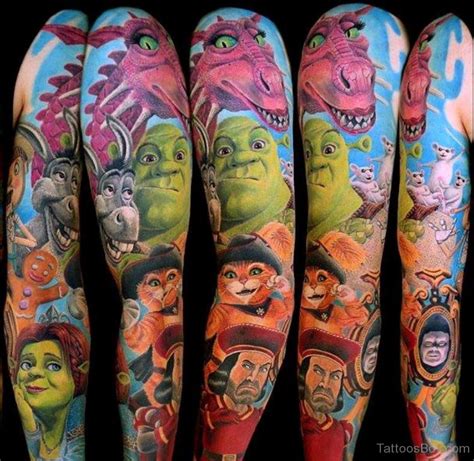 Cartoon Tattoo Design On Full Sleeve Tattoo Designs Tattoo Pictures