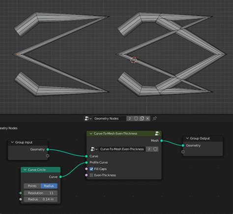 Curve To Mesh With Even Thickness Node Group Geometry Nodes Blender