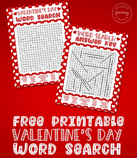 Free Printable Valentines Day Word Search Prudent Penny Pincher