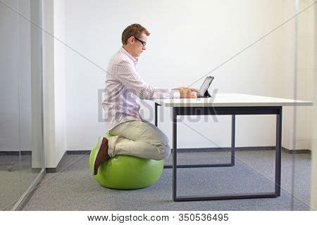 Man On Stability Ball Image Photo Free Trial Bigstock