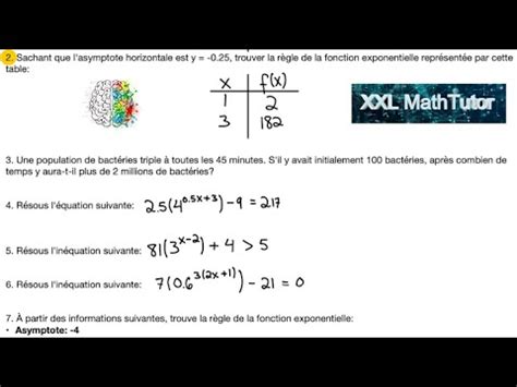 Fonction exponentielle Révision Vidéo 2 Trouver la règle selon