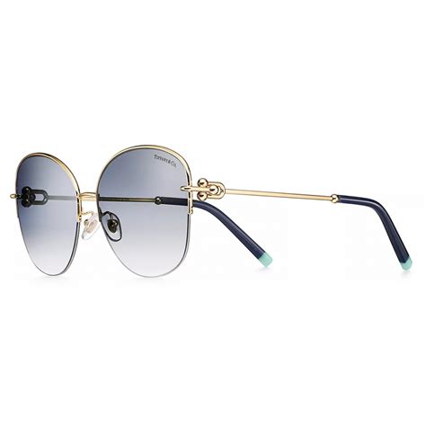 Tiffany And Co Pillow Shaped Sunglasses Pale Gold Gradient Blue Tiffany Hardwear Collection