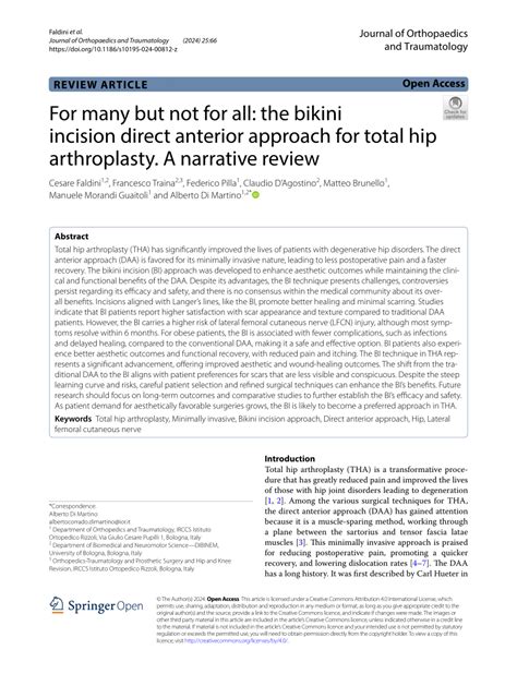 Pdf For Many But Not For All The Bikini Incision Direct Anterior