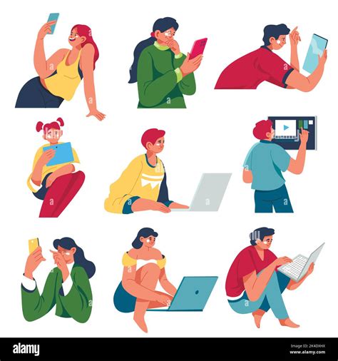 Using Touch Screen Laptops Stock Vector Images Alamy