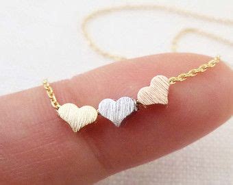 Tiny 3 Hearts Necklaces Gold Silver And Rose Gold Hearts On Gold