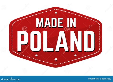 Made In Poland Flag Red Color Label Button Banner Vector Illustration ...