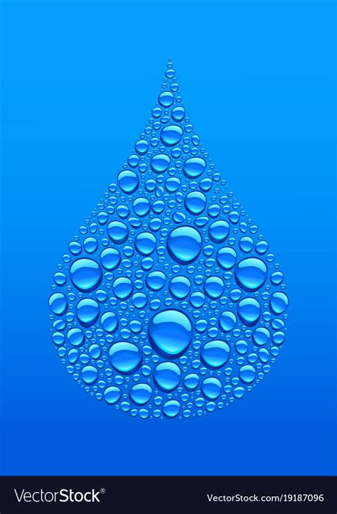 Many water drops creating big drop Royalty Free Vector Image