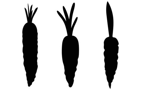 Carrot Vegetable In Black Silhouette Vector Icon Carrot Silhouette