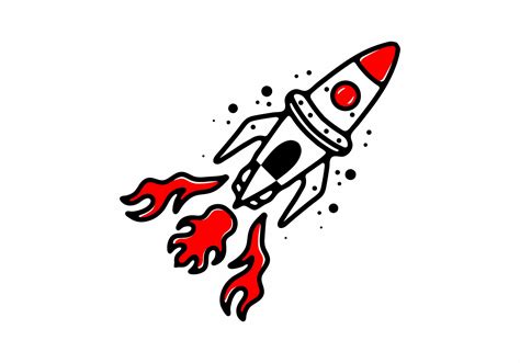 Line art illustration tattoo design of a space rocket 19464190 Vector Art at Vecteezy