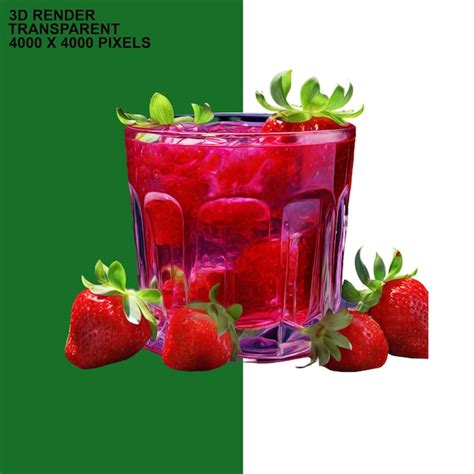 Premium PSD Strawberry Juice Transparent Background