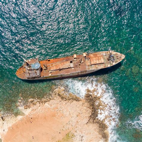 Aerial View Of Shipwreck In Paphos Cyprus · Free Stock Photo