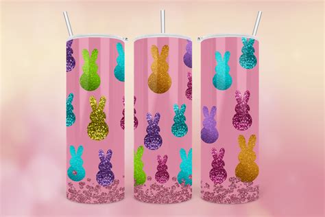 Pink Glitter Easter Bunny Tumbler Wrap Graphic By Peangra Creative