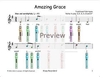 Recorder Sheet Music Amazing Grace By Recorder Songs And Lessons