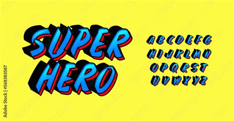 Vecteur Stock Comic Book Alphabet Superhero Dynamic Letters