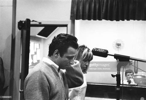 Songwriters Barry Mann and Cynthia Weil in the recording studio circa ...