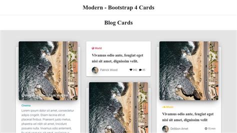 Modern Bootstrap 4 Cards