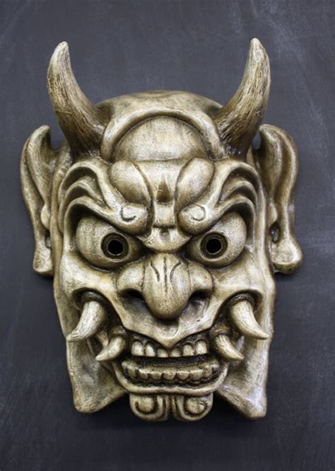 Oni Mask Japanese Ogre Antique White Finish