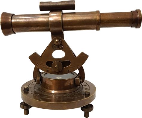 Antique Brass Nautical Alidade Telescope Compass Surveying