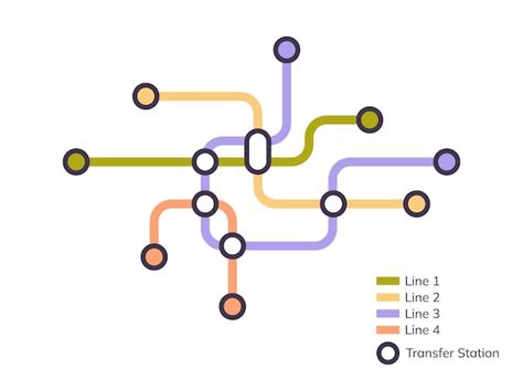 Schema Von U Bahn Stationen Und U Bahn Plan Mit Bunten Linien Fiktive